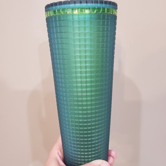 Starbucks Dark teal and Lime Green matte Venti Cold Drink Tumbler BNWOT - Picture 3 of 4